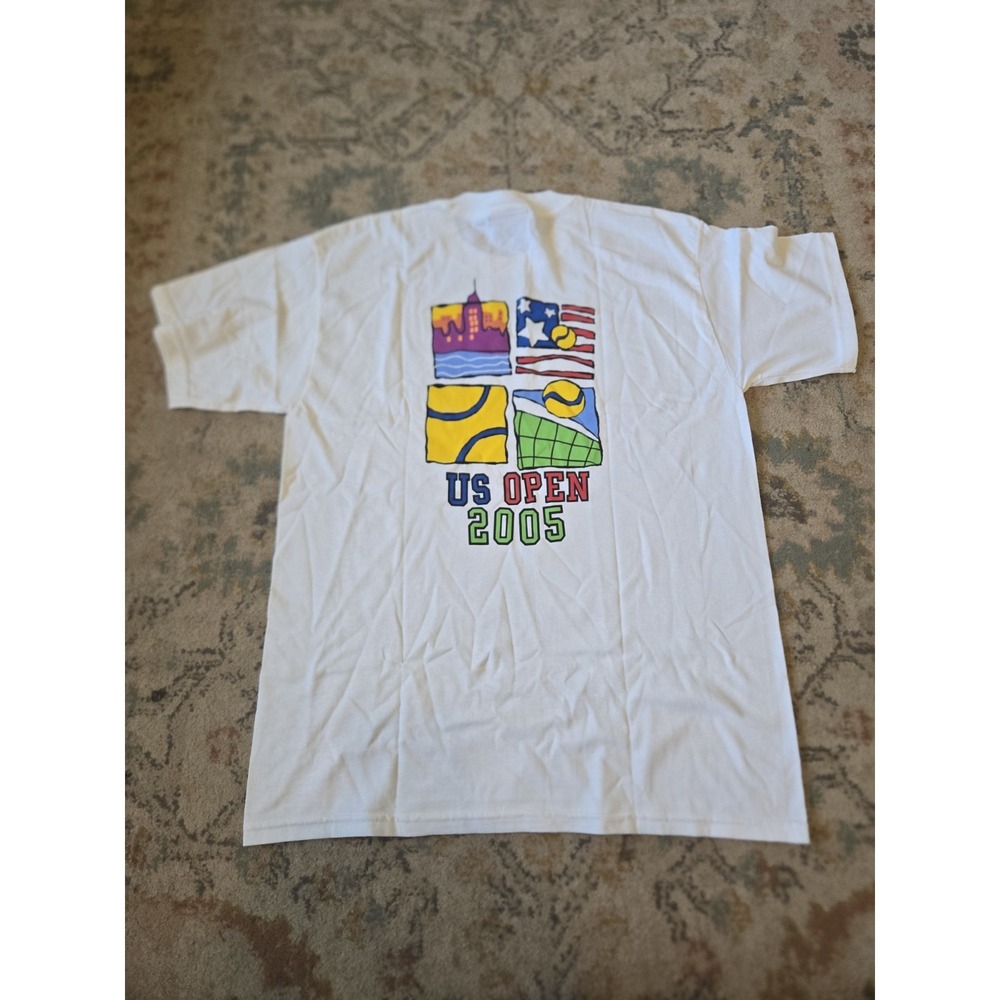 VINTAGE USTA Member US Open Tennis 2005 Graphic T-shirt Men Large White